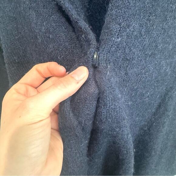 Anthropologie Moth Women's M Hoodie Cardigan Alpaca Wool Blend Blue Minimal Cozy - Picture 9 of 11